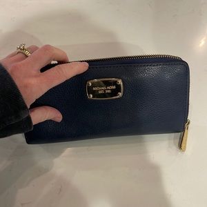 Michael Kors large Navy blue pebble leather wallet